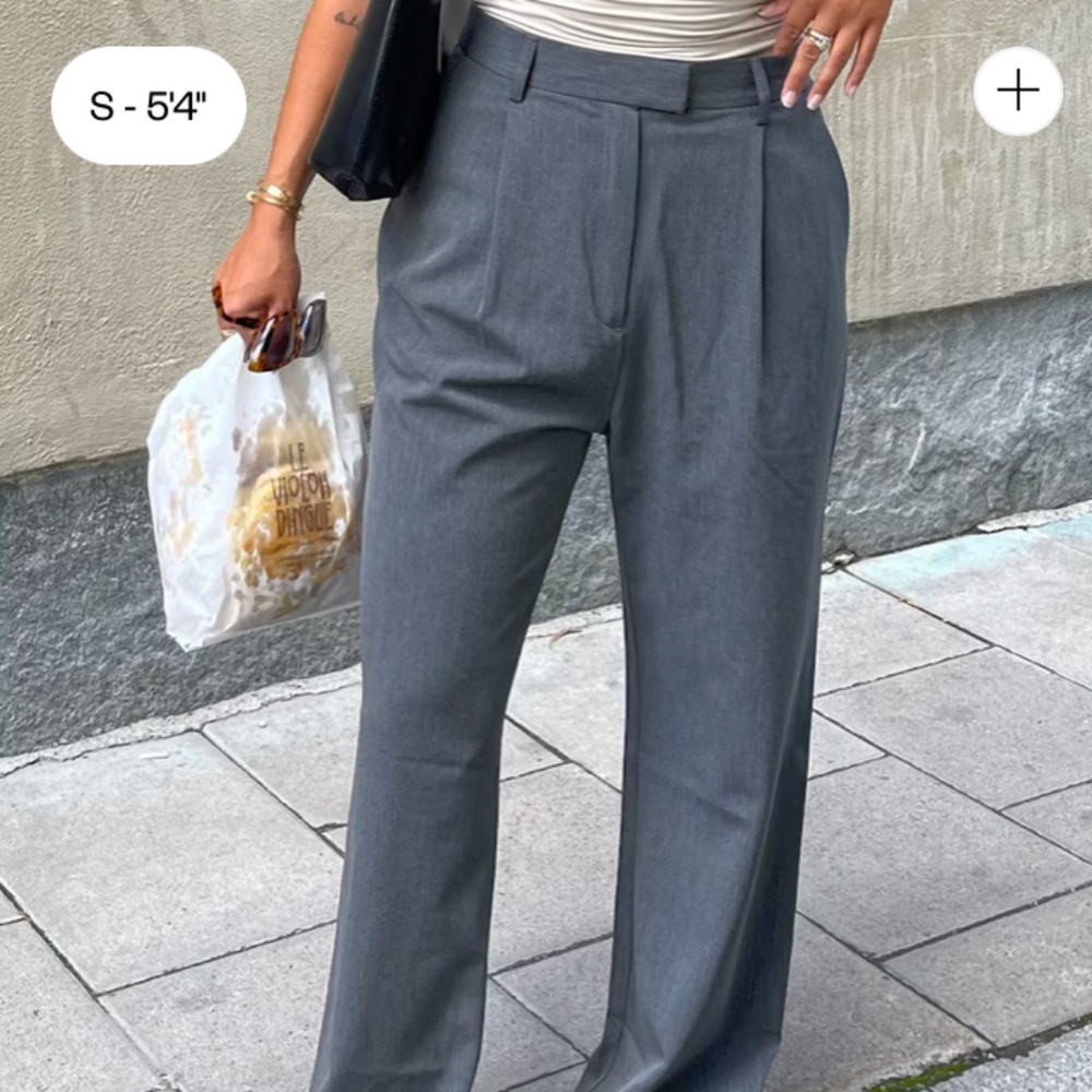 Djerf Avenue Gray High-Waist Wide-Leg Pants
